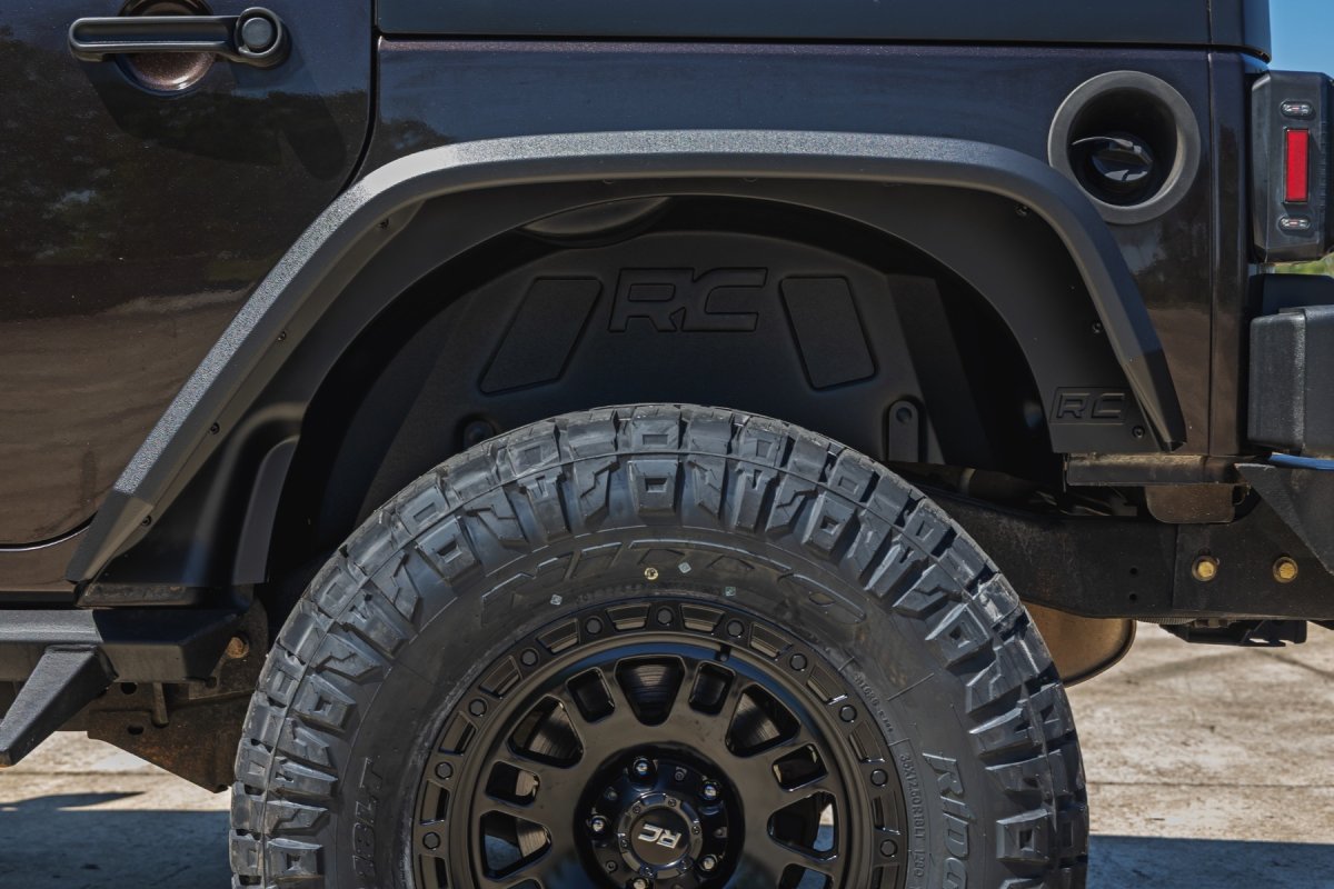 Jeep Wrangler Unlimited Wheel Well Liners (2) - Rear - Rough Country - Rough Country - Black - '07-'18